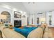 Cozy living room featuring a plush sectional, fireplace, built-in shelving, and ample natural light at 3420 Maryhurst Ln, Charlotte, NC 28226
