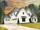Beautiful modern farmhouse featuring white siding, a well-manicured lawn, and a three-car garage at 6712 Cove Ln, Sherrills Ford, NC 28673