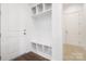 Bright mudroom with built-in storage cubbies and convenient access to the home's interior at 6712 Cove Ln, Sherrills Ford, NC 28673