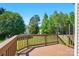 Wooden deck with railings overlooking a lush backyard, perfect for outdoor relaxation and entertaining at 8004 Fountainbrook Dr # 15, Indian Trail, NC 28079