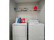 A laundry room with a wire shelf, a washer and dryer with grey paint and a white floor at 8004 Fountainbrook Dr # 15, Indian Trail, NC 28079