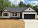 Charming white single-story home featuring a black garage door, matching shutters, and a well-manicured lawn at Lot 9 Lilly Pad Dr, Salisbury, NC 28146