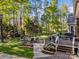 Beautiful backyard featuring a deck, patio, lush lawn and landscaping at 10009 Lattice Ct, Charlotte, NC 28269