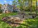 Spacious backyard with a concrete patio, mature trees, and landscaping at 10009 Lattice Ct, Charlotte, NC 28269