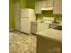 Kitchen featuring linoleum flooring, white cabinets, and white appliances, providing a clean and functional space at 1012 Kings Mountain Ln, Gastonia, NC 28054