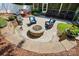 A lovely backyard fire pit area with outdoor seating, stone surround, and nice landscaping at 1038 Gardenia St, Fort Mill, SC 29708