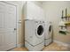 Functional laundry room with matching washer and dryer, plus ample storage cabinets at 1038 Gardenia St, Fort Mill, SC 29708
