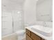 Bathroom features a glass enclosed shower, toilet and a vanity with a square sink at 111 Stonewater Dr # 25, Red Cross, NC 28129