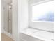 Modern bathroom with glass shower, tub, and subway tile surround at 111 Stonewater Dr # 25, Red Cross, NC 28129