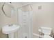 Bathroom features a shower, sink and toilet at 1323 Queens Rd # 420, Charlotte, NC 28207