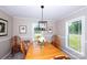 Cozy dining room featuring wood table, chairs, overhead lighting and views of backyard at 1488 Ernest Rd, York, SC 29745