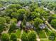 An aerial view of an upscale neighborhood displaying a mix of home styles, including colonial and traditional architecture at 1949 S Wendover Rd, Charlotte, NC 28211