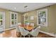 Bright dining room with wood table, modern chandelier, and natural light at 1949 S Wendover Rd, Charlotte, NC 28211