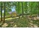 Large backyard with mature trees, fire pit area, and a screened-in porch, creating a private outdoor space at 2544 Barrington Ct, Rock Hill, SC 29732