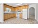 Functional kitchen with tile floor, ample cabinets, and room for appliances at 318 Huffman Rd, Gastonia, NC 28056