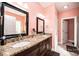 Bathroom with granite countertops and double sink at 3837 1St Street Nw Ln, Hickory, NC 28601