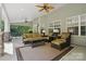 Relaxing covered patio offers comfortable seating and ceiling fans, perfect for outdoor living and entertaining guests at 4853 Walnut Grove St, Harrisburg, NC 28075