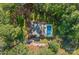 Aerial view of a home featuring a spacious backyard with a sparkling pool and lush greenery at 836 Meadowlark Dr, Rock Hill, SC 29732