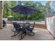 Relaxing patio with a dining set shaded by a large umbrella, overlooking a sparkling swimming pool at 836 Meadowlark Dr, Rock Hill, SC 29732