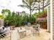 Outdoor patio space with modern furniture surrounded by lush landscaping offering privacy and relaxation at 9723 Mattforest Cir, Charlotte, NC 28277