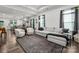 Bright, open living room with tray ceilings, hardwood floors, and a comfortable gray sofa and stylish decor at 1024 Scotch Meadows Loop # 32, Monroe, NC 28110
