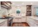 An ample sink compliments the marble countertops in this kitchen with matching backsplash and hardwood floors at 2246 Sharon Rd, Charlotte, NC 28207