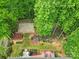 Aerial view of the backyard with a patio, basketball court, swing and landscaping at 4016 Garden Oak Dr, Indian Trail, NC 28079