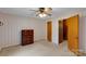Standard bedroom featuring carpet, dresser, closet and floral wallpaper at 543 18Th Nw St, Hickory, NC 28601
