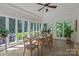 Charming sunroom bathed in natural light, with a glass table and views of the garden at 6824 N Baltusrol Ln, Charlotte, NC 28210