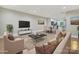 Staged living room showcases the open floor plan with hardwood floors at 7004 Quail Hill Rd, Charlotte, NC 28210