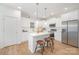 A modern kitchen with white cabinets, stainless steel appliances, and stylish pendant lighting at 1148 Thayer Glen Ct, Charlotte, NC 28213