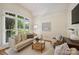 Bright living room featuring neutral tones, large windows, and stylish decor with a vaulted ceiling at 16430 New Providence Ln, Charlotte, NC 28277