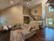 Inviting living room features high ceilings, fireplace, and a large sectional sofa at 4203 Flint Dr, Lancaster, SC 29720