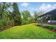Expansive backyard featuring well-manicured lawn and mature trees at 6508 Trenton Pl, Charlotte, NC 28226