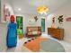 Bright Bedroom with a wooden crib, colorful accents, and a modern dresser at 6508 Trenton Pl, Charlotte, NC 28226