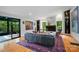 Modern living room boasting hardwood floors, sleek furniture, stylish decor, and natural light from large windows at 6508 Trenton Pl, Charlotte, NC 28226