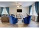 Comfortable living room featuring hardwood floors, stylish blue seating, and ample natural light at 809 Fisher St, Kannapolis, NC 28027
