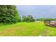 The spacious backyard is lush green grass and partially wooded at 8140 Karriker Rd, Kannapolis, NC 28081
