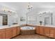 Bathroom features a soaking tub, dual vanities, and natural light at 110 Preserve Way, Mooresville, NC 28117