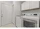 Bright laundry room with white cabinets and modern washer and dryer at 121 Northampton Dr, Mooresville, NC 28117