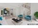 Bright, airy living room featuring a modern staircase, designer furnishings, and an open floor plan at 121 Northampton Dr, Mooresville, NC 28117