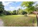 Wide open backyard space surrounded by mature trees and lush greenery at 1221 Patterson St, Shelby, NC 28152