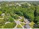 Desirable neighborhood aerial view showcasing mature trees and a community pool at 16565 Kimbolten Dr, Huntersville, NC 28078