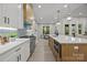 Well-lit modern kitchen featuring a large island with seating, stainless steel appliances, and open dining area at 2108 Lakeview Cir, Matthews, NC 28105