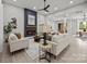 Living room with fireplace, modern decor, and seamless flow into the dining area at 2108 Lakeview Cir, Matthews, NC 28105