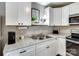 Efficient kitchen space with white cabinets, granite countertops, and stainless steel sink, offering functionality and style at 6758 Zion Church Rd, Concord, NC 28025