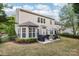 Exterior view of home's backyard with patio furniture, grill, and a well manicured lawn at 8200 Sunset Hill Rd, Waxhaw, NC 28173