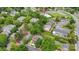 An aerial view showcases the property nestled among mature trees within a well-maintained community at 8325 Knights Bridge Rd, Charlotte, NC 28210