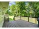 Spacious wooden deck perfect for outdoor entertaining with a view of the landscaped backyard at 8509 Sienna Dr, Charlotte, NC 28215