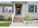 Brick front entrance with blue shutters and stairs leading to front door at 876 Hardin St # B24, Lancaster, SC 29720